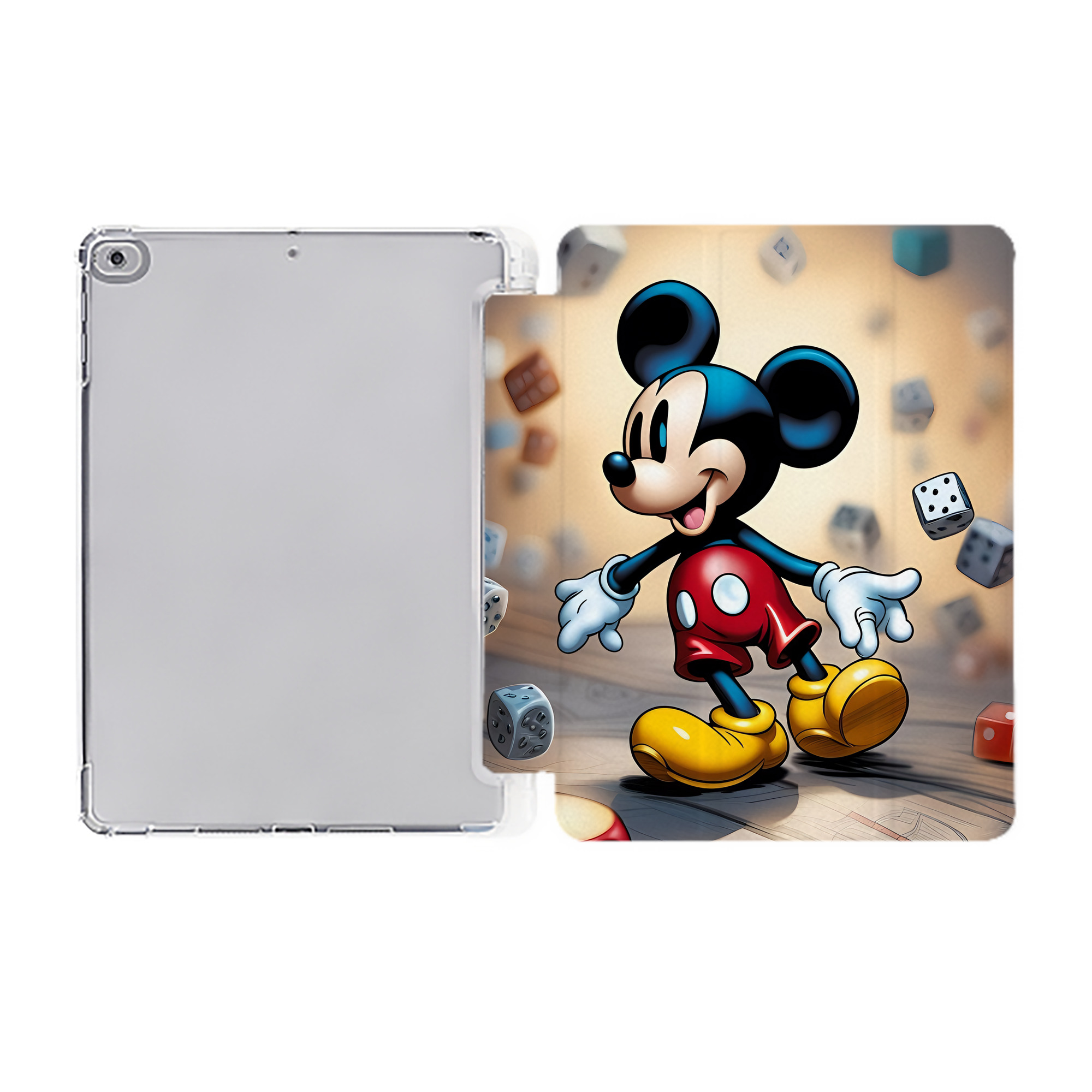 （画像用） ミッキーマウス Mickey Mouse IPad ケース ペン収納付き 三つ折りスタンド PUレザー×シリコン 対応機種9.5/10.5/10.9インチ
